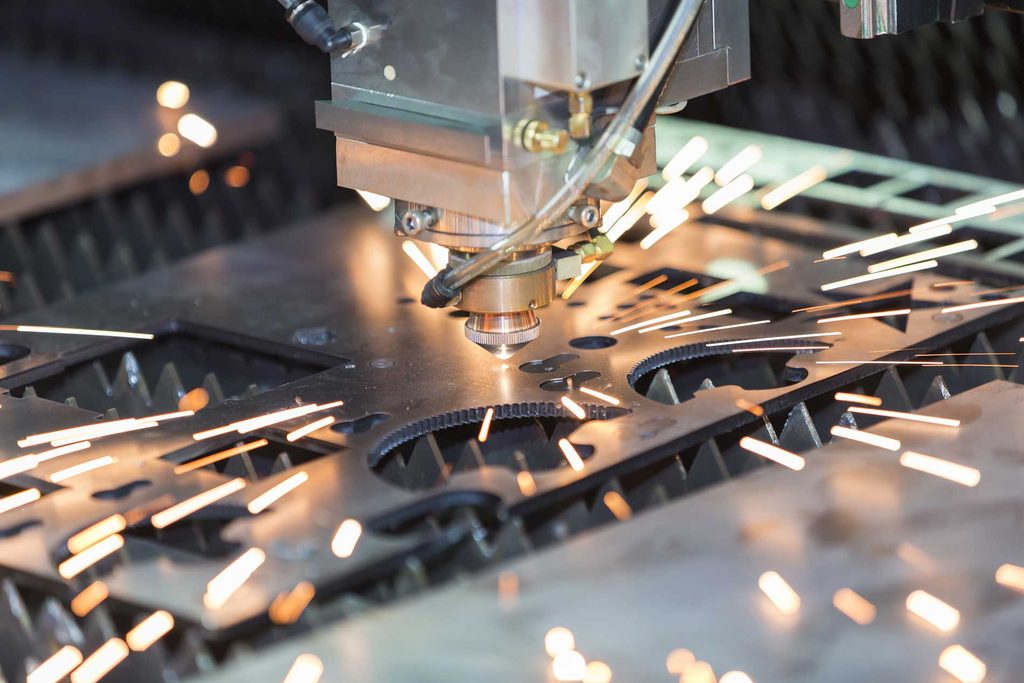 Laser cutting stainless steel sheet with sparks