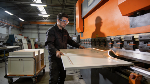 Operator working at a press brake in a workshop