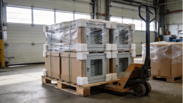 Cabinet imballati su un carrello elevatore