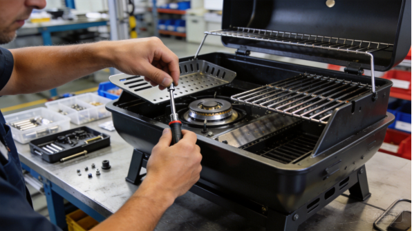 Assembling a BBQ grill burner and controls