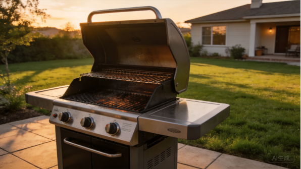 Outdoor BBQ grill with laser cut sheet metal parts