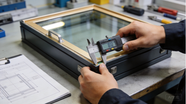 Montage eines Metallbilderrahmens mit behandschuhter Hand