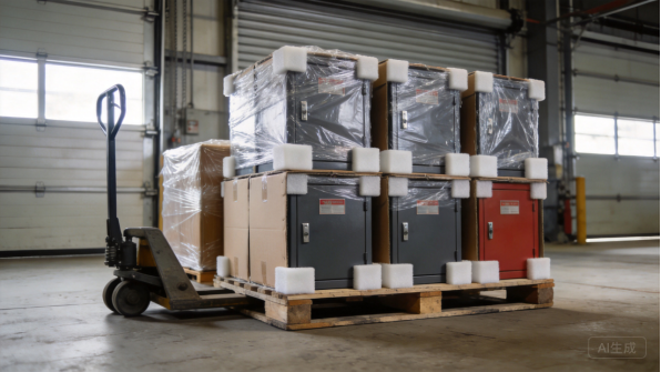 Feuerlöscher-Schränke auf Paletten verpackt