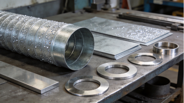 Gelochte Metallplatten und Rohrabschnitte auf einer Werkstattbank