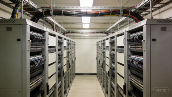 Data centre aisle with server cabinets