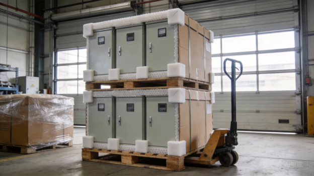 Wooden crates packed on a pallet for export