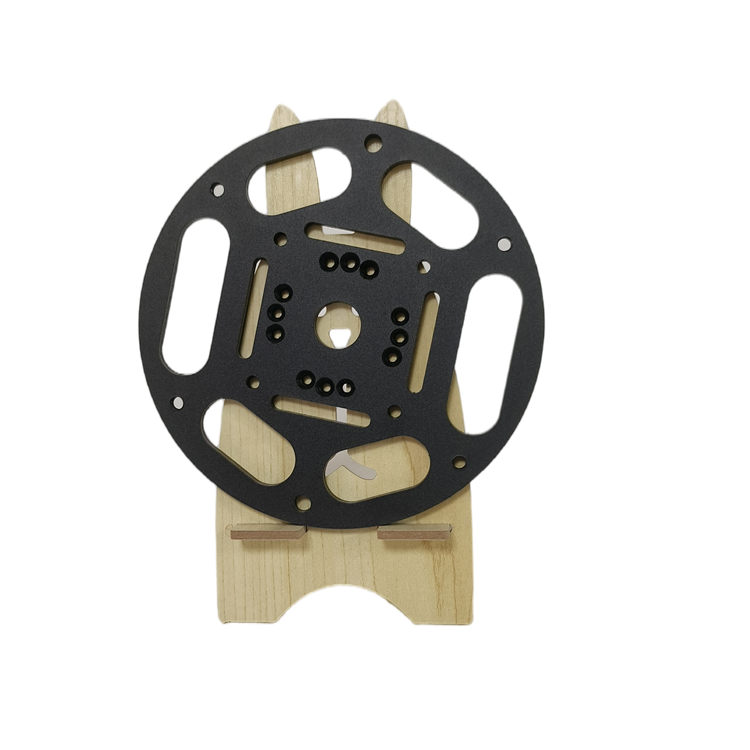 Black metal ring bracket with mounting holes