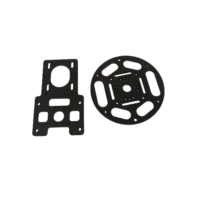 Black metal brackets and a formed ring