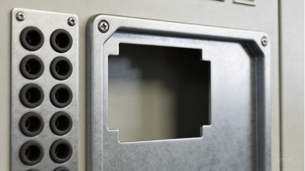 Stainless steel panel with conduit openings and cut-outs