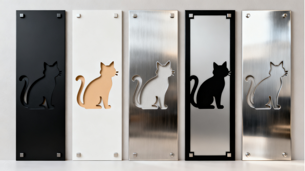 Powder-coated metal art panels with cat and dog cut-outs