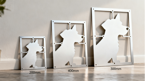 Three metal picture frames with laser cut animal silhouettes
