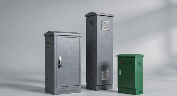 Range of sheet metal enclosures in different sizes