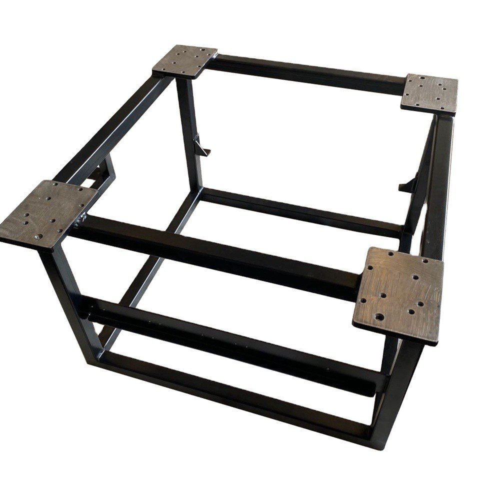 sheet metal capabilities - A welded steel frame with drilled mounting plates, TIG welded in a fixture and checked for squareness before painting.