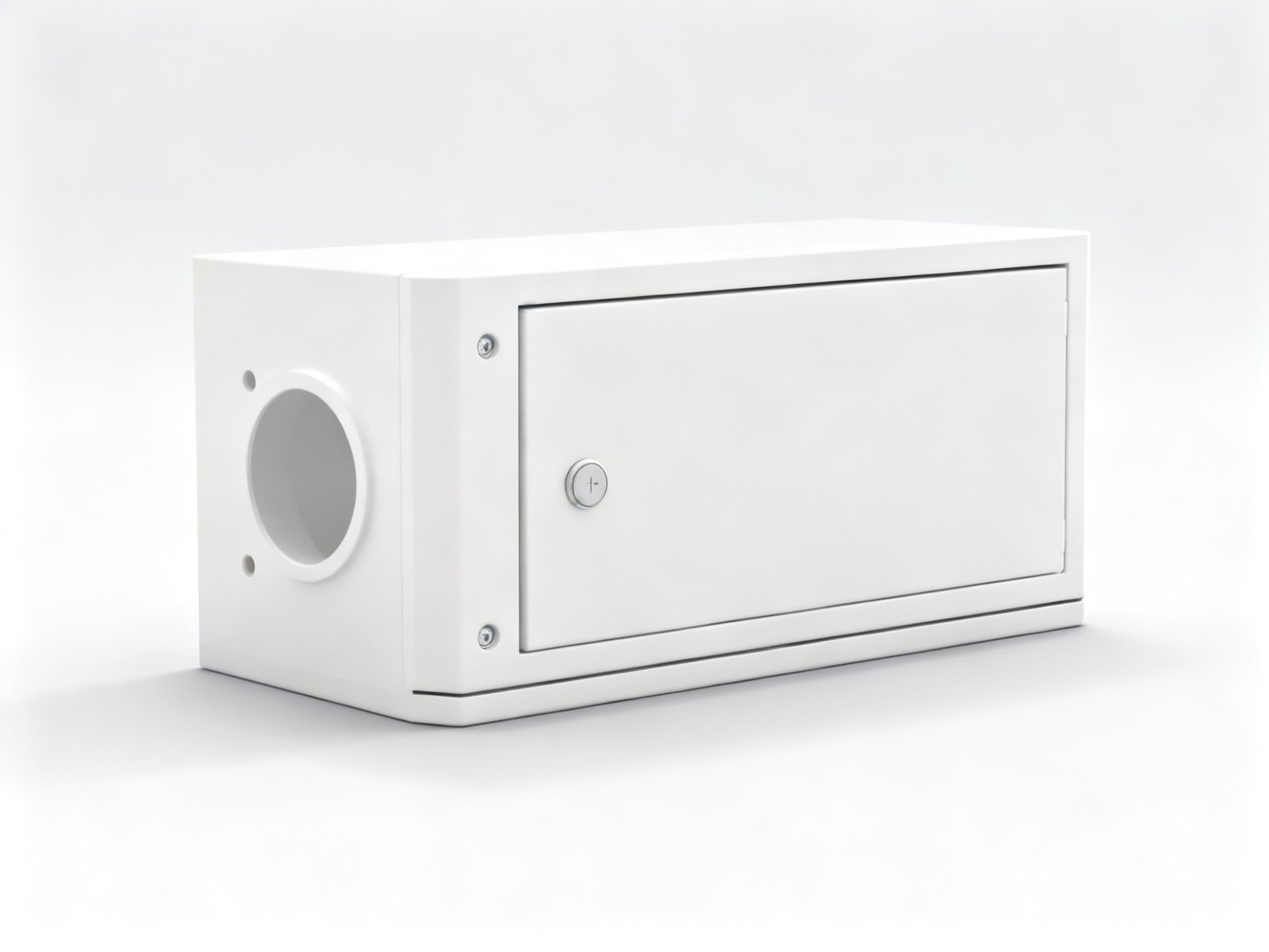 wall mounted enclosure - The recessed front face, the formed step that stiffens the door and hides the gasket line.