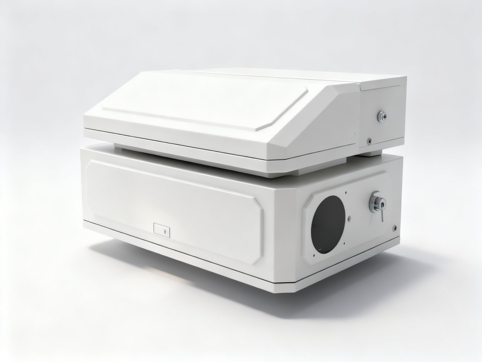 wall mounted enclosure - A production batch of wall mounted enclosures stacked ready for packing.