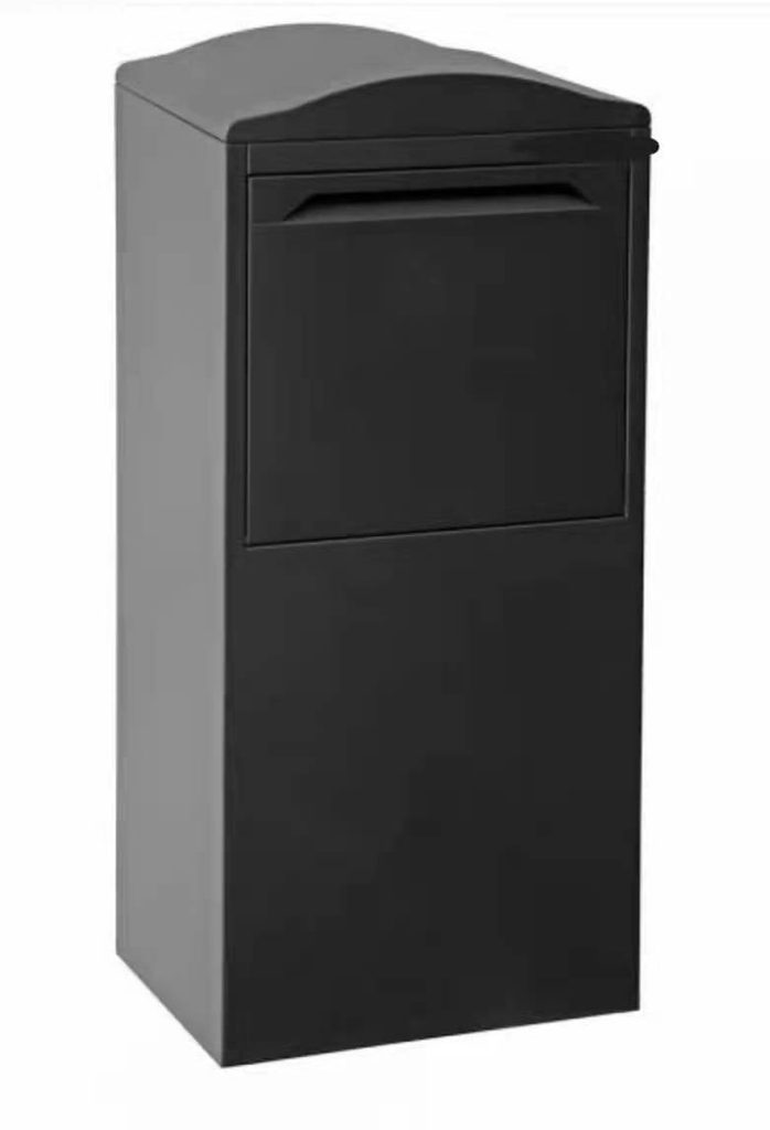 Black steel parcel drop box