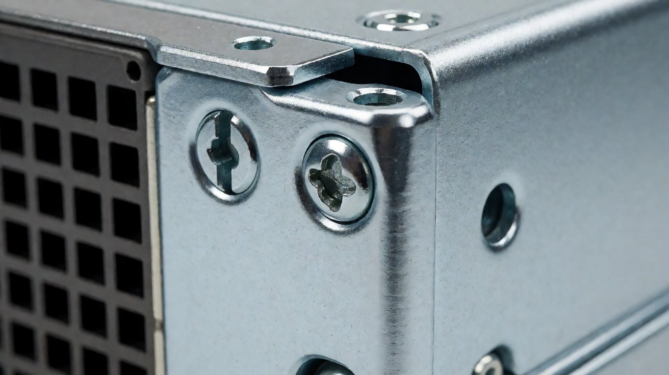 amplifier chassis - A brushed aluminium front panel with machined openings and printed legends.