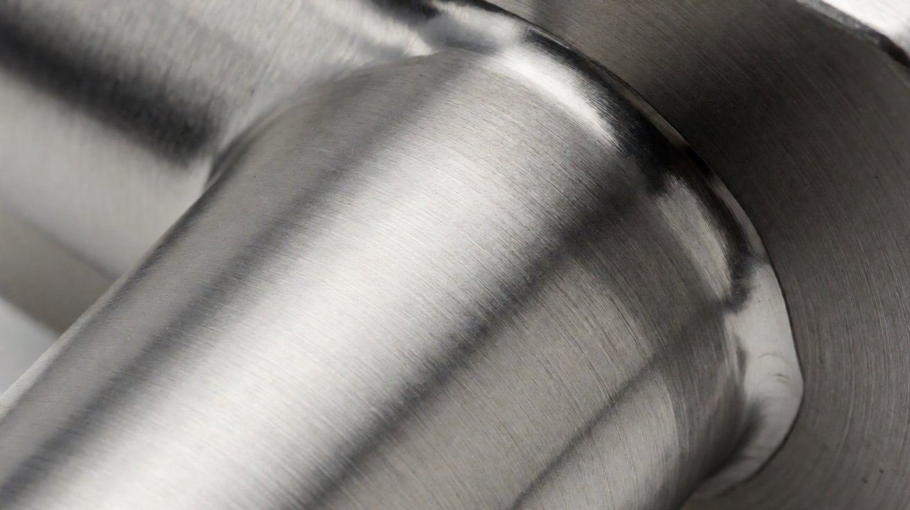 bathroom hardware - A tube-to-plate weld on a bathroom fitting, ground and polished flush before brushing.