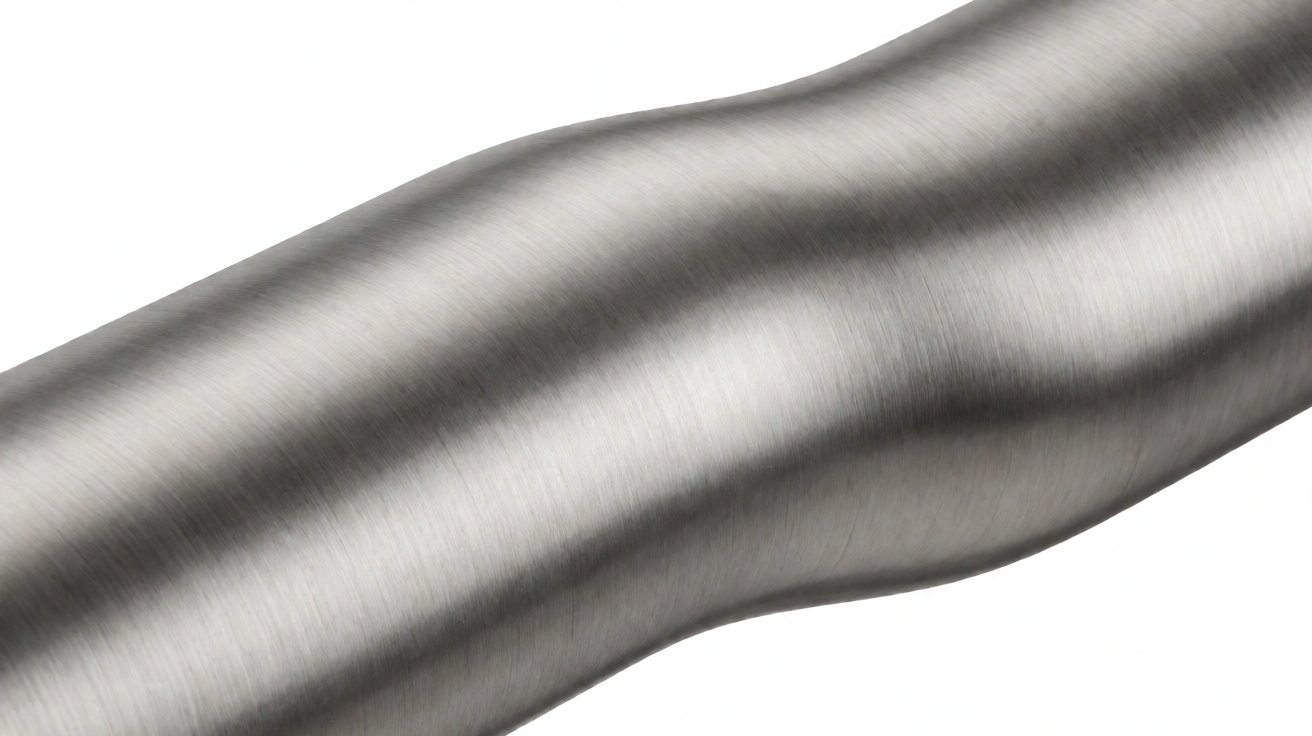 bathroom hardware - Brushed finish on a curved tube, the grain running along the part rather than across it.