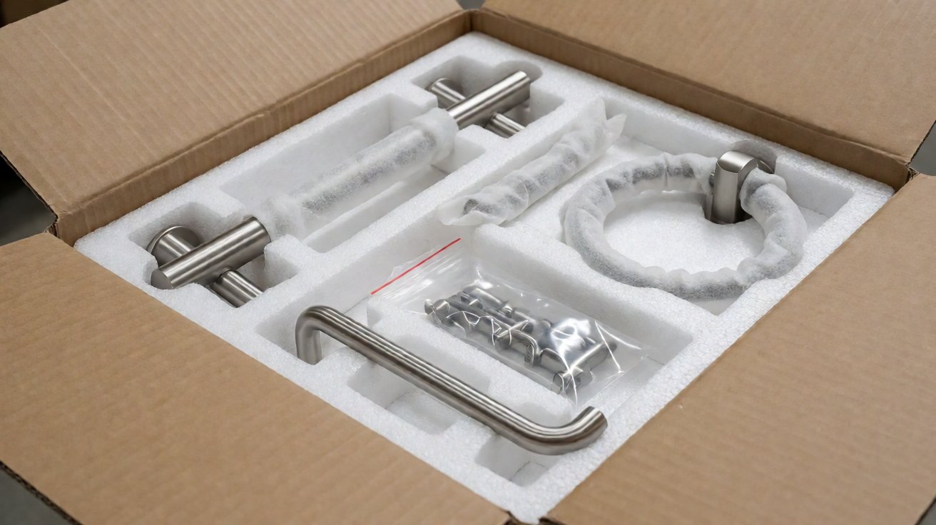 bathroom hardware - A loaded towel bar under test, checking deflection at mid span.