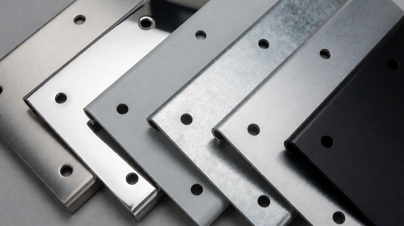 electronic metal housing - Sheet metal samples for electronic metal housing: stainless, powder coated steel, galvanised and aluminium.