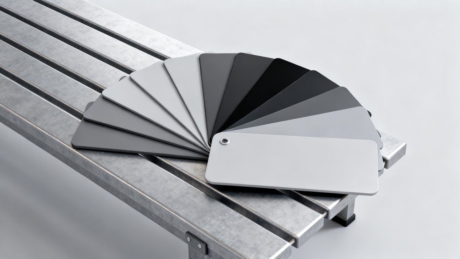 enclosure cost - Coated colour reference panels, held for batch-to-batch colour matching.