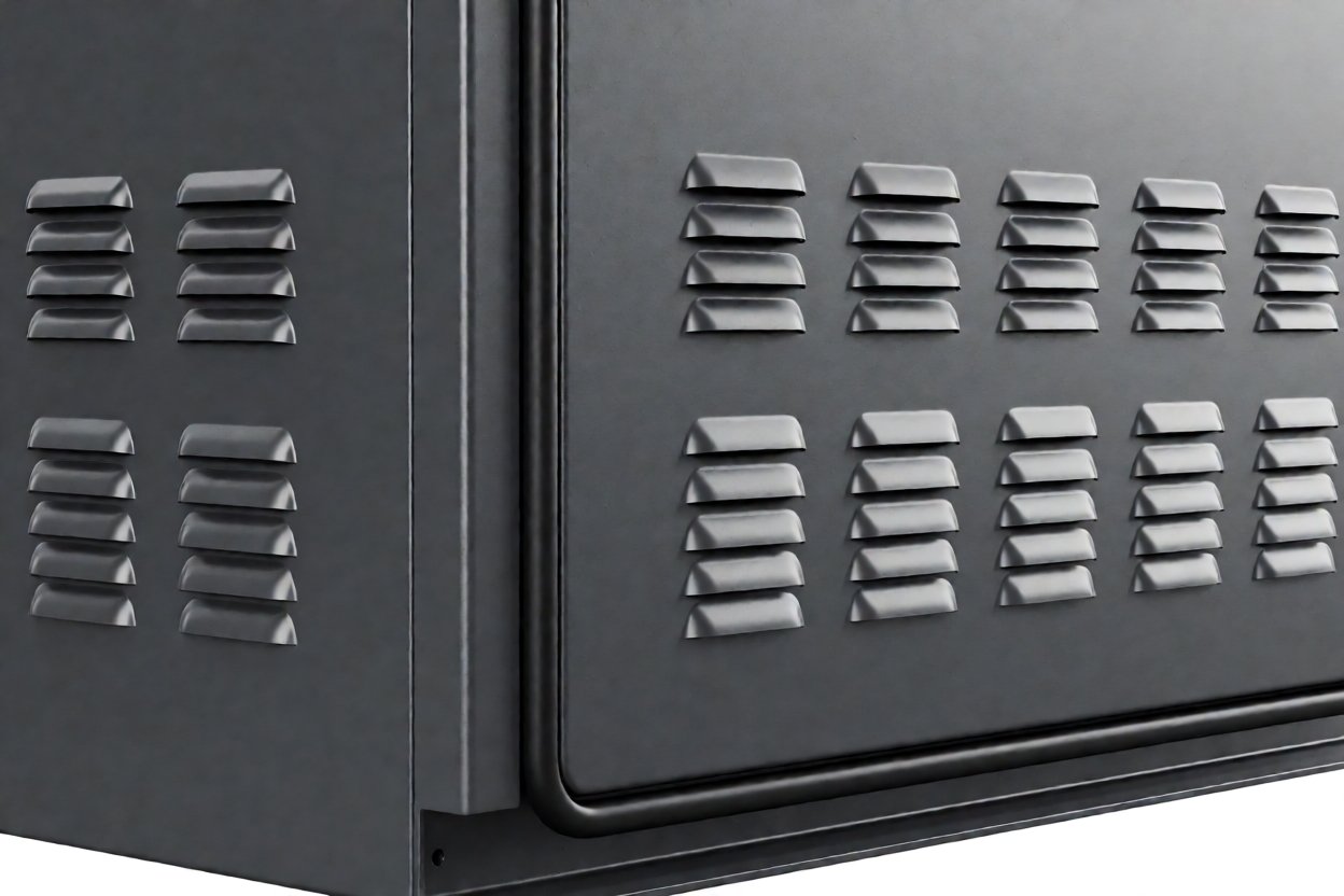 ev charger protection box - Formed louver ventilation vents and the gasket strip along the door frame.