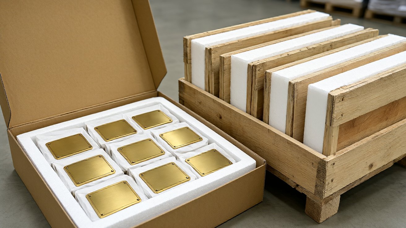house number plaque - Finished plaques and planter panels packed with interleaving for export.