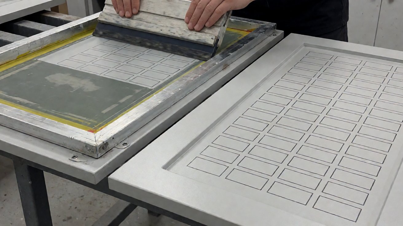 key cabinet - Screen printing the capacity and numbering chart onto the inside of the door.