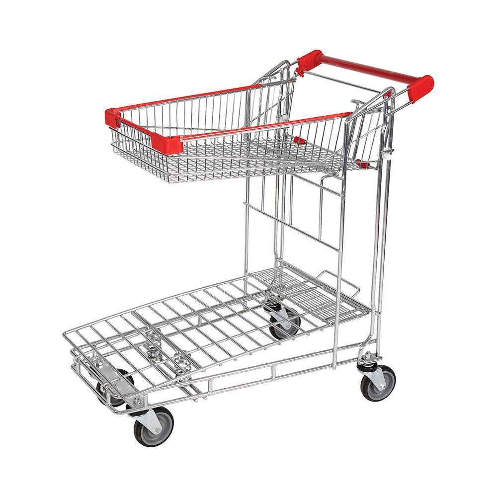 luggage cart - Carts nested nose to tail in a storeroom, the nesting geometry that decides fleet density.