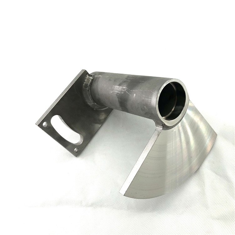 sheet metal welding - A tube-to-plate fillet weld on a fabricated bracket, bead left as welded for inspection.