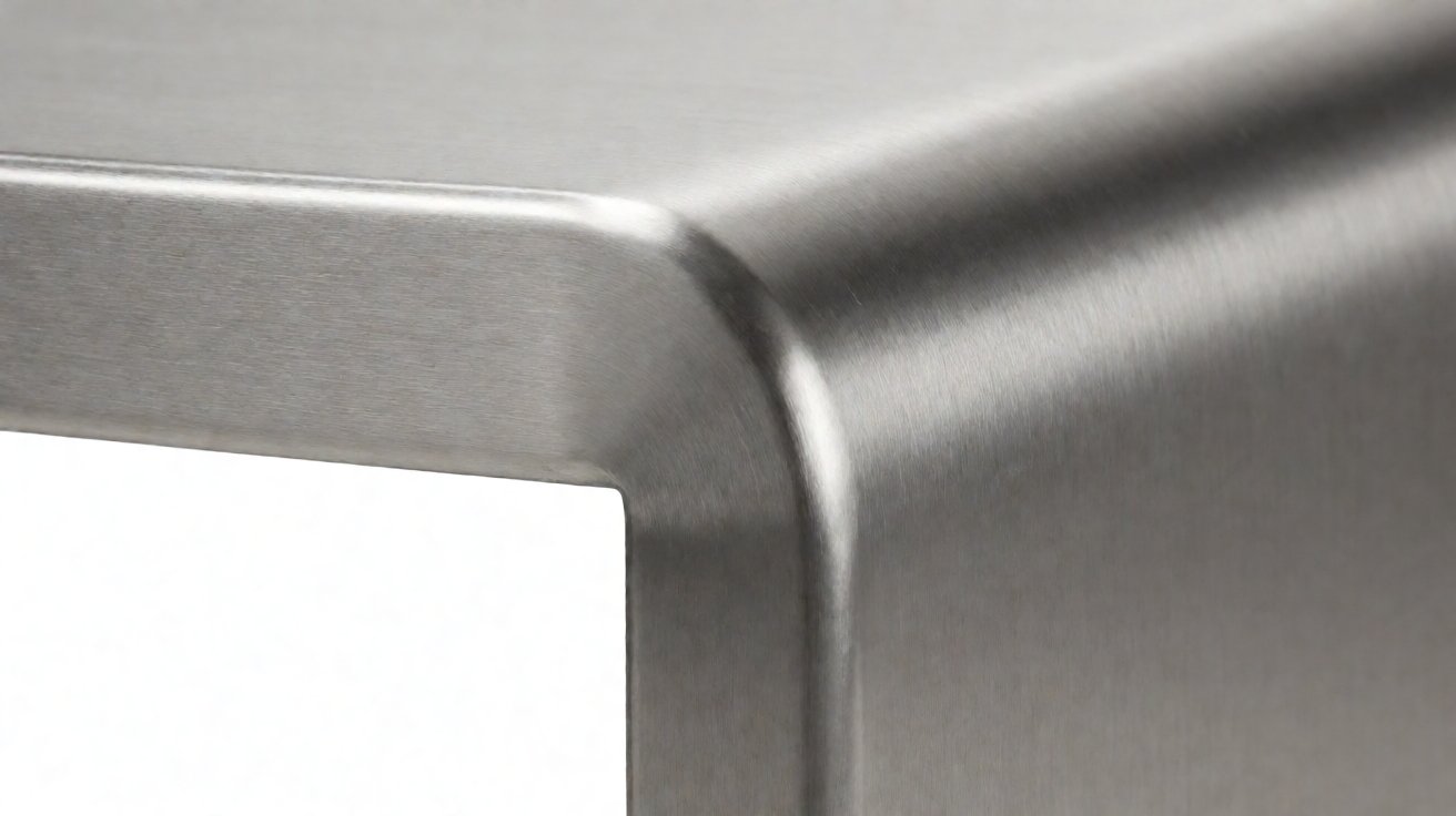 stainless steel work table - A coved internal corner where the top meets the upstand, with no crevice for soil to collect.